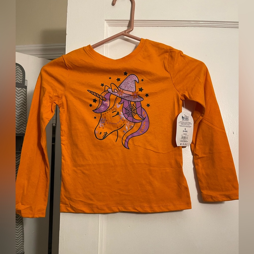 Wonder Nation’s little girls unicorn Halloween long sleeve shirt size small NWT